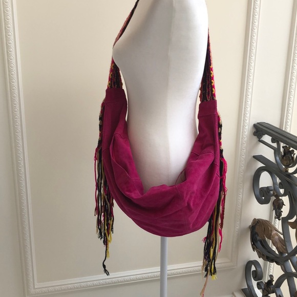 Pink Suede Bohemian Hobo bag - Picture 5 of 10